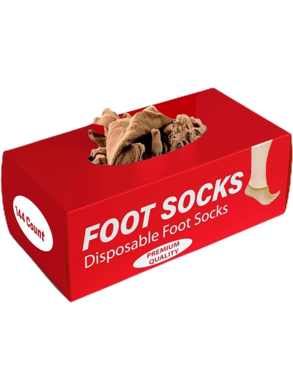 Disposable Leather Try-On Socks - Tan Footies for Women, 72 Pairs, Comfort